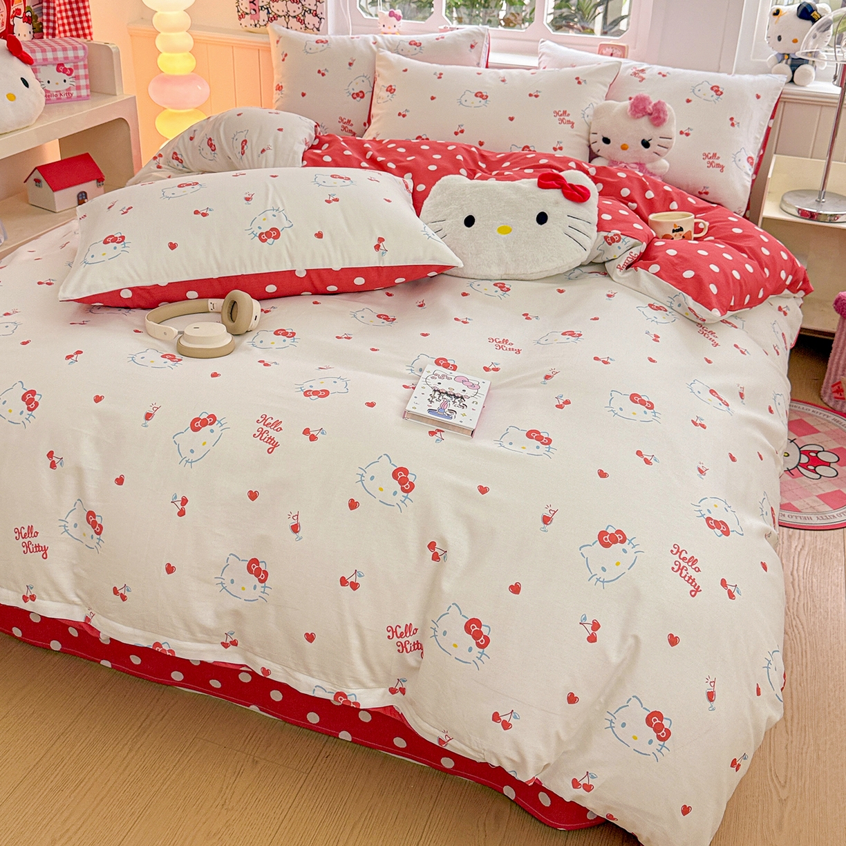 91家纺网 家纺一手货源 找家纺 朵希曼 2026新款三丽鸥全棉印花四件套系列 樱桃凯蒂