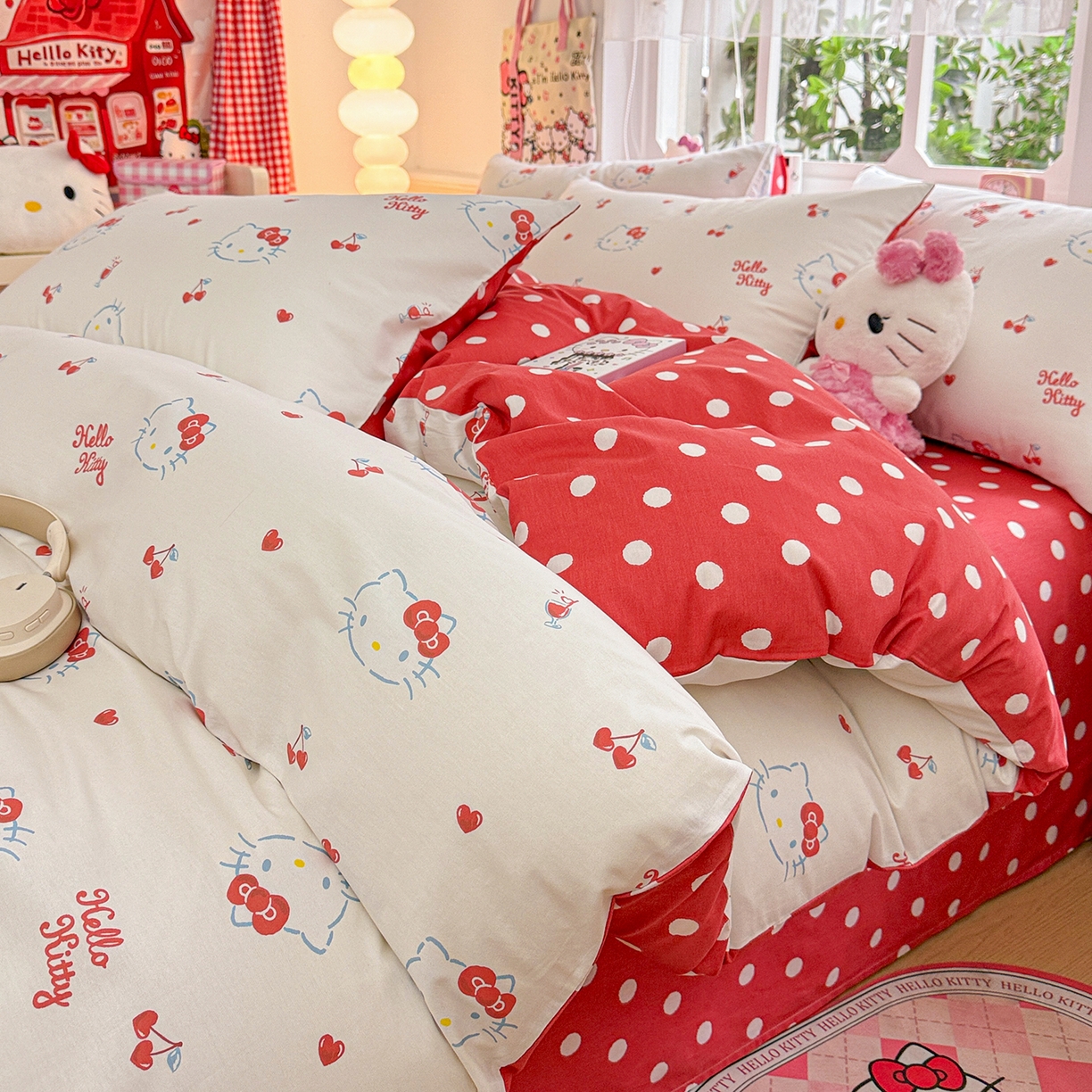 91家纺网 家纺一手货源 找家纺 朵希曼 2026新款三丽鸥全棉印花四件套系列 樱桃凯蒂