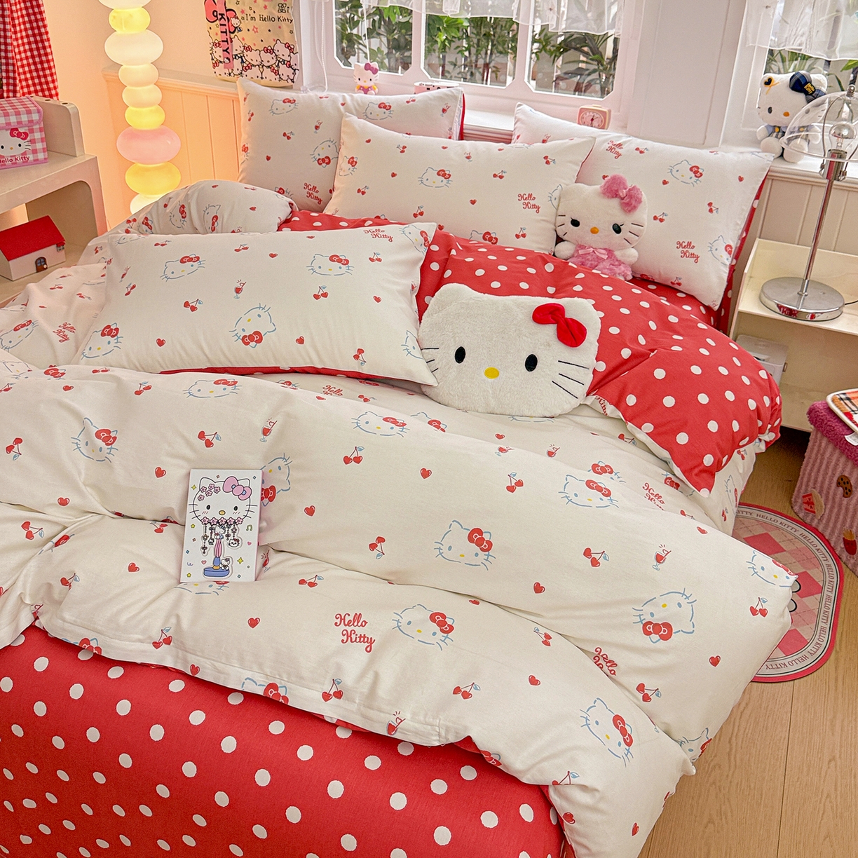 91家纺网 家纺一手货源 找家纺 朵希曼 2026新款三丽鸥全棉印花四件套系列 樱桃凯蒂