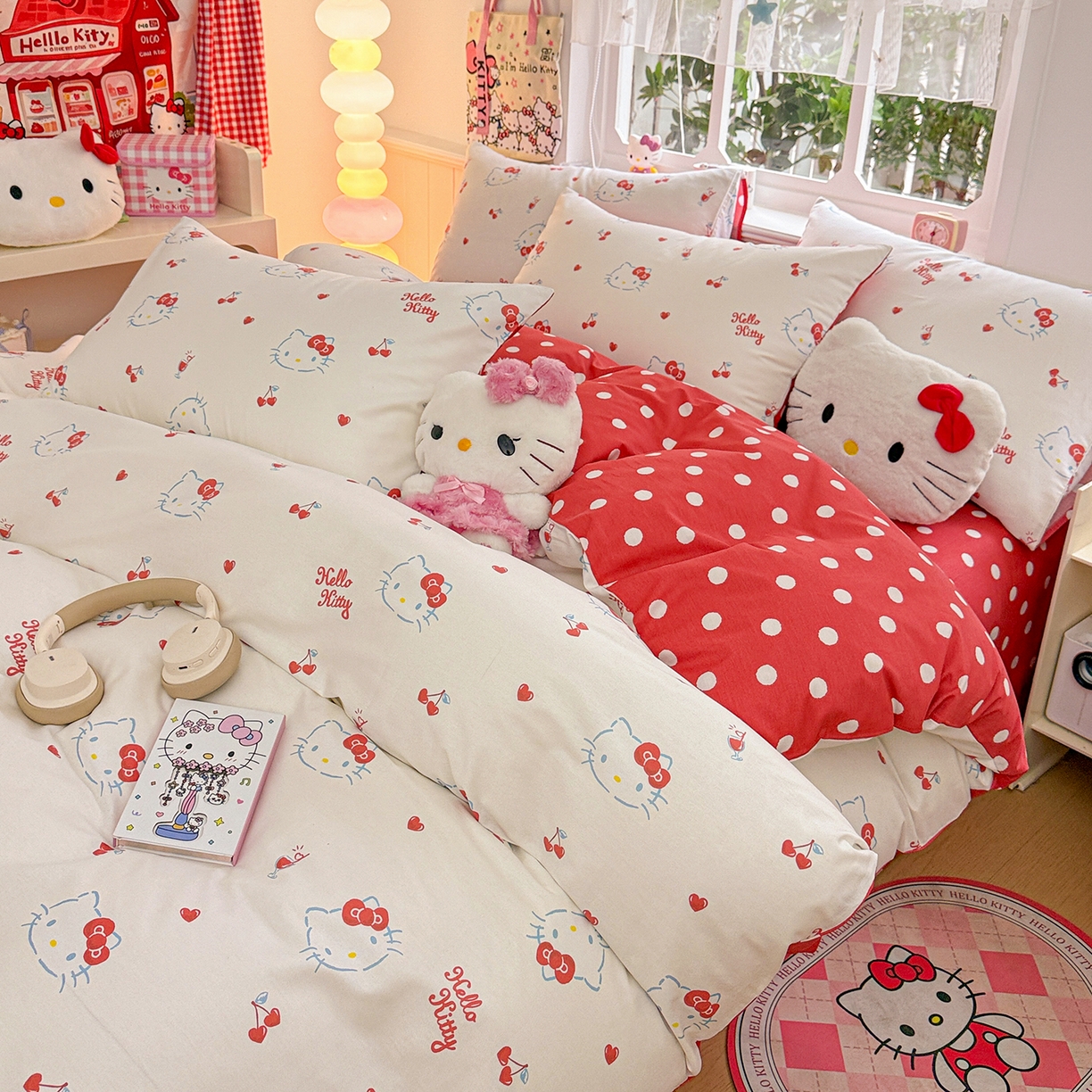 91家纺网 家纺一手货源 找家纺 朵希曼 2026新款三丽鸥全棉印花四件套系列 樱桃凯蒂