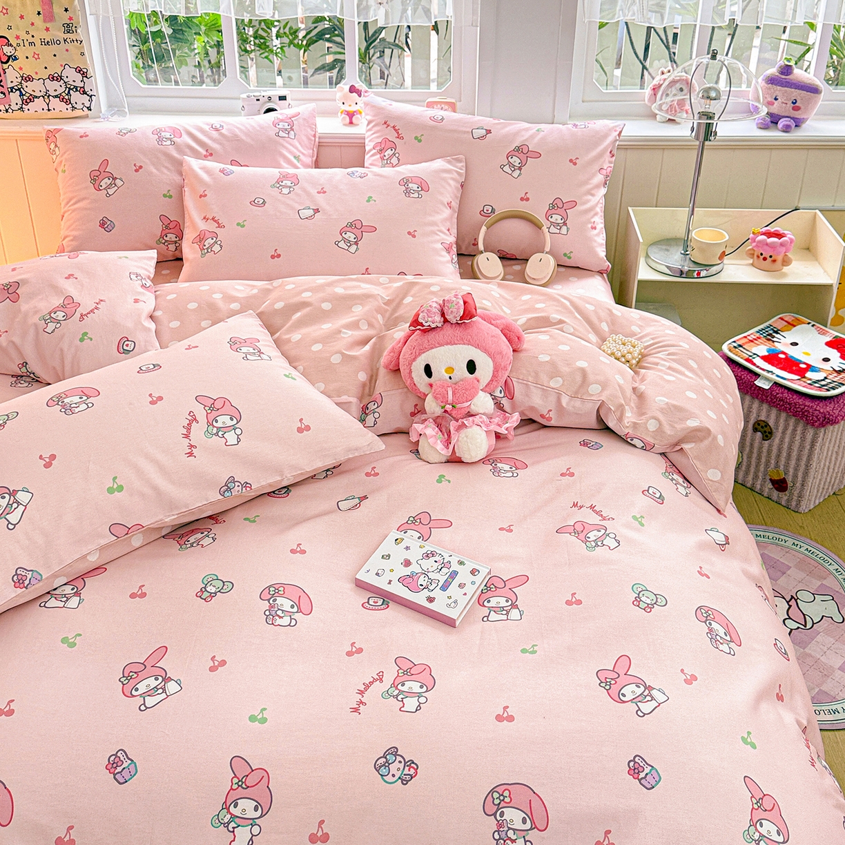 91家纺网 家纺一手货源 找家纺 朵希曼 2026新款三丽鸥全棉印花四件套系列 元气美乐蒂