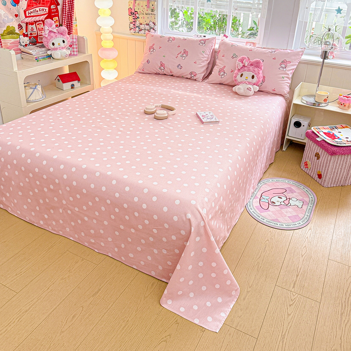 91家纺网 家纺一手货源 找家纺 朵希曼 2026新款三丽鸥全棉印花四件套系列 元气美乐蒂