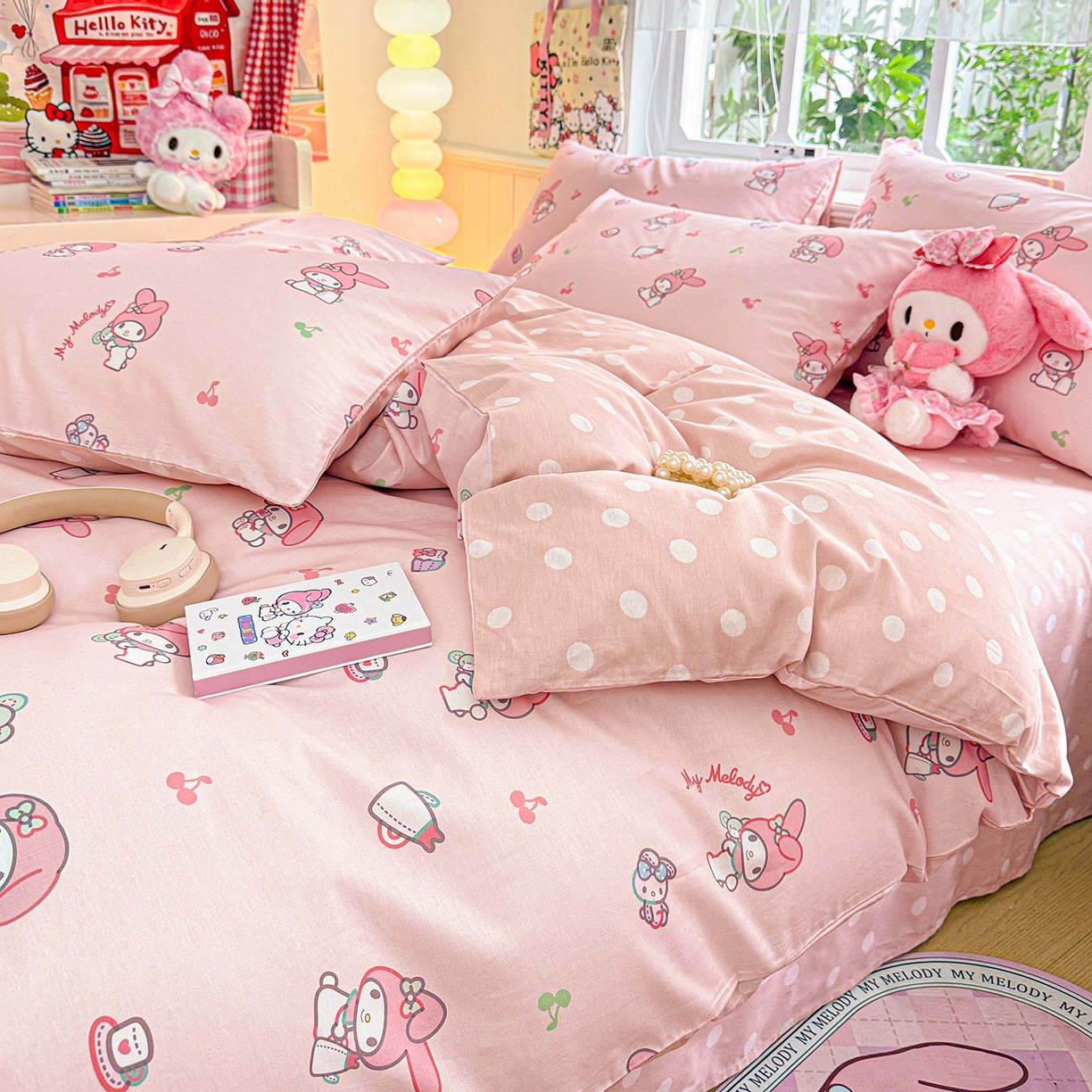 91家纺网 家纺一手货源 找家纺 朵希曼 2026新款三丽鸥全棉印花四件套系列 元气美乐蒂