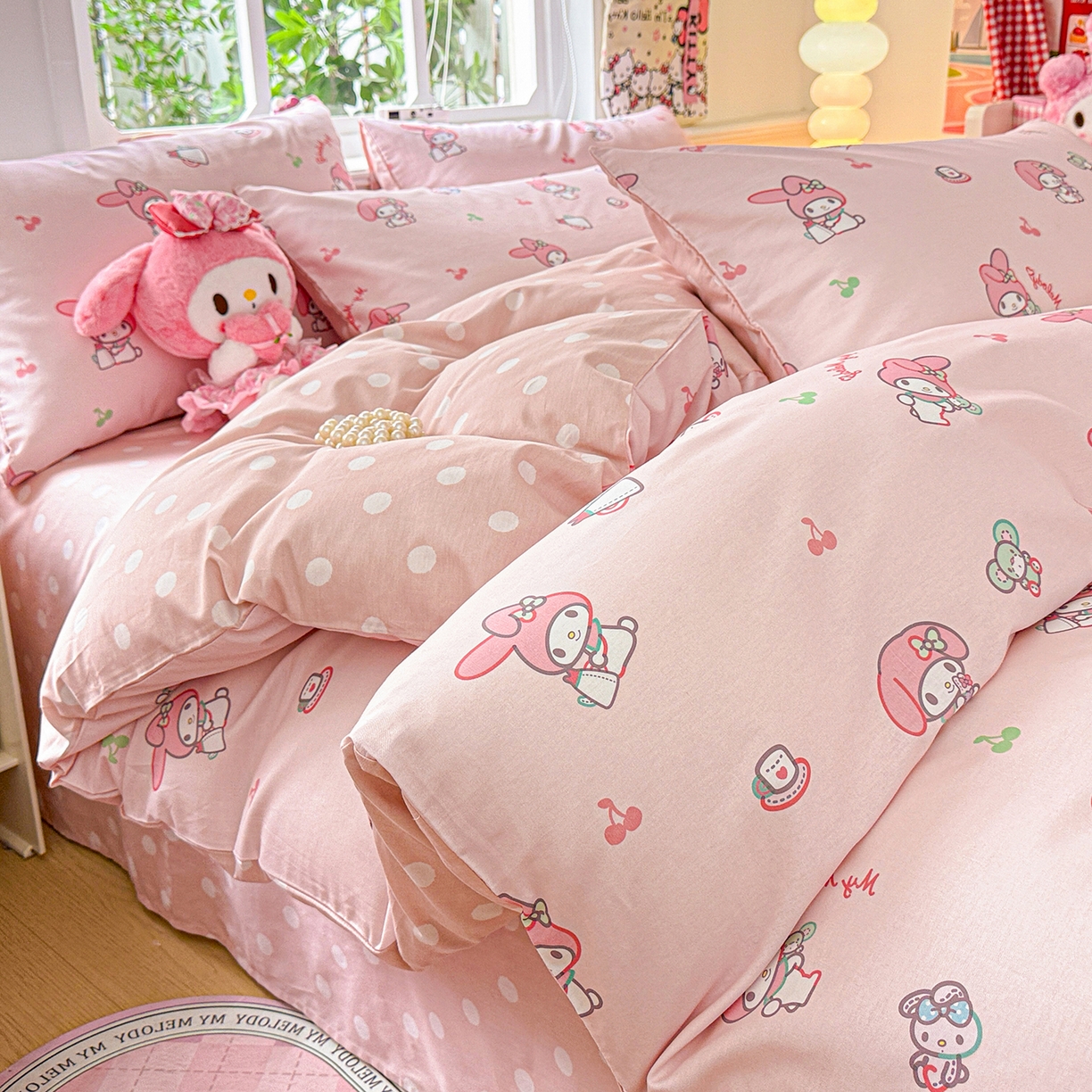 91家纺网 家纺一手货源 找家纺 朵希曼 2026新款三丽鸥全棉印花四件套系列 元气美乐蒂