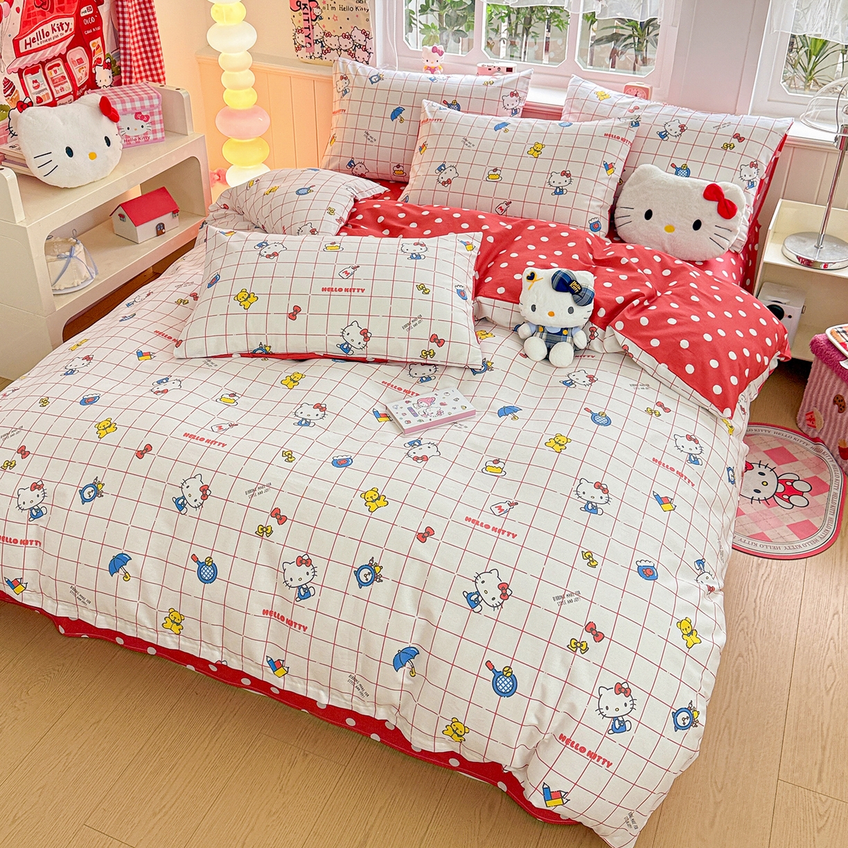 91家纺网 家纺一手货源 找家纺 朵希曼 2026新款三丽鸥全棉印花四件套系列 运动凯蒂