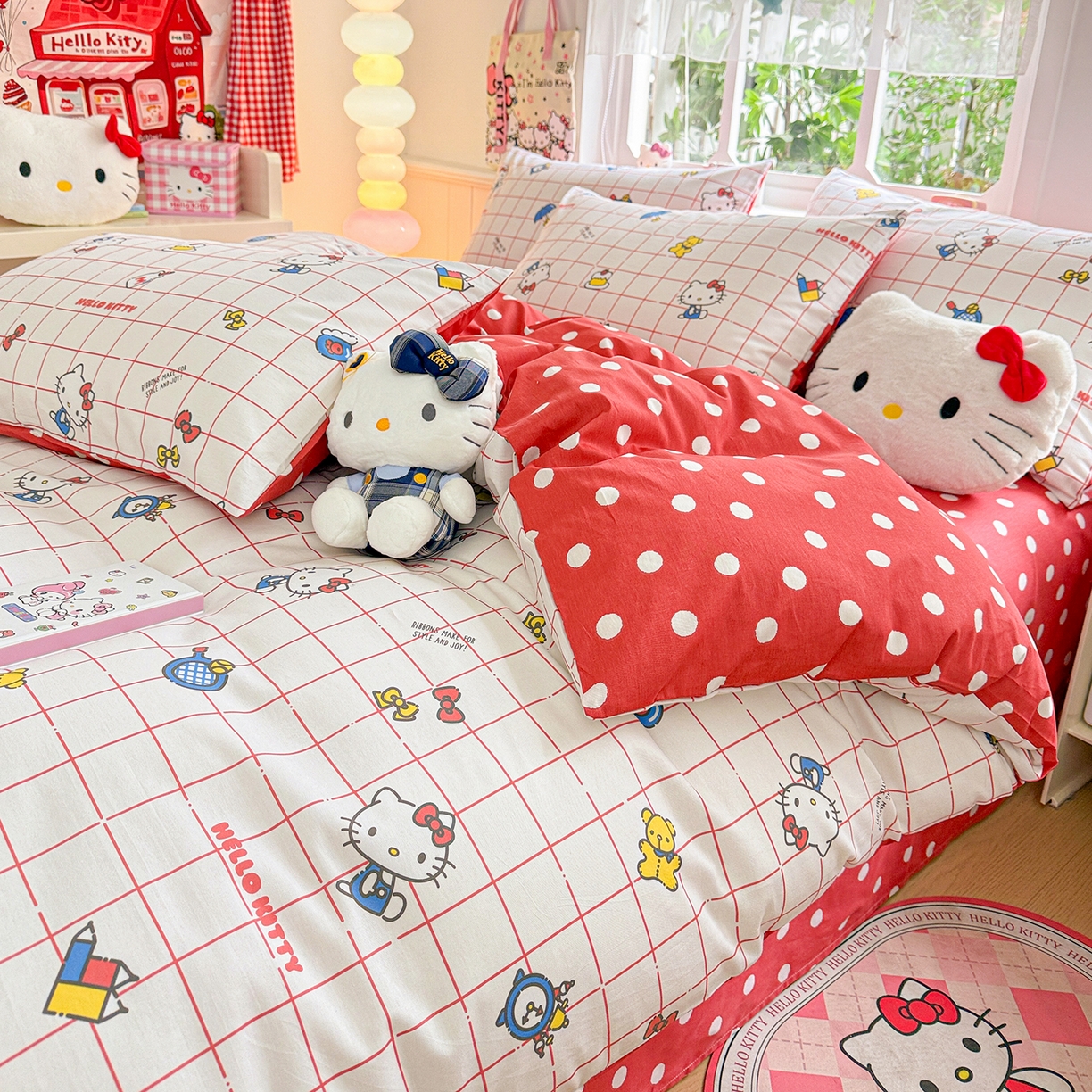 91家纺网 家纺一手货源 找家纺 朵希曼 2026新款三丽鸥全棉印花四件套系列 运动凯蒂