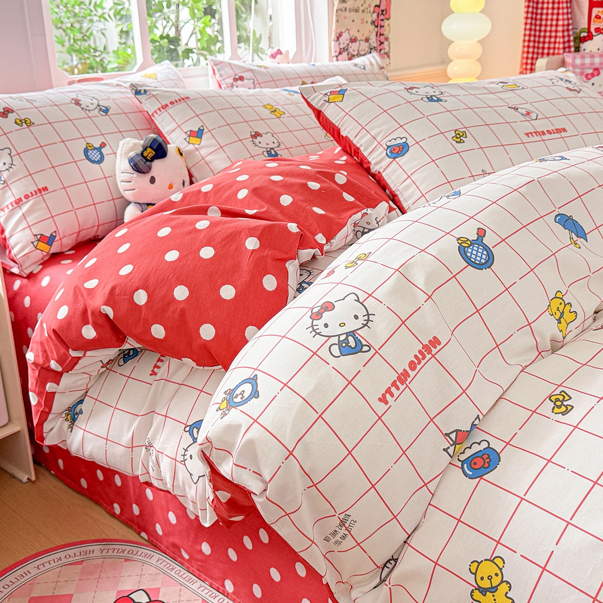 91家纺网 家纺一手货源 找家纺 朵希曼 2026新款三丽鸥全棉印花四件套系列 运动凯蒂