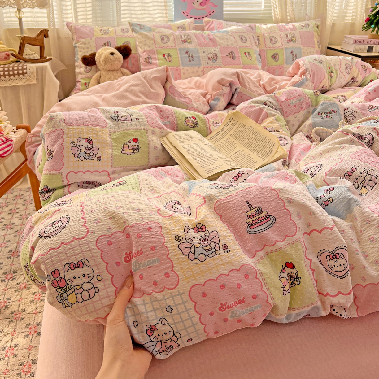 91家纺网 家纺一手货源 找家纺 水木坊 2026新款云感简单款系列四件套 蛋糕派