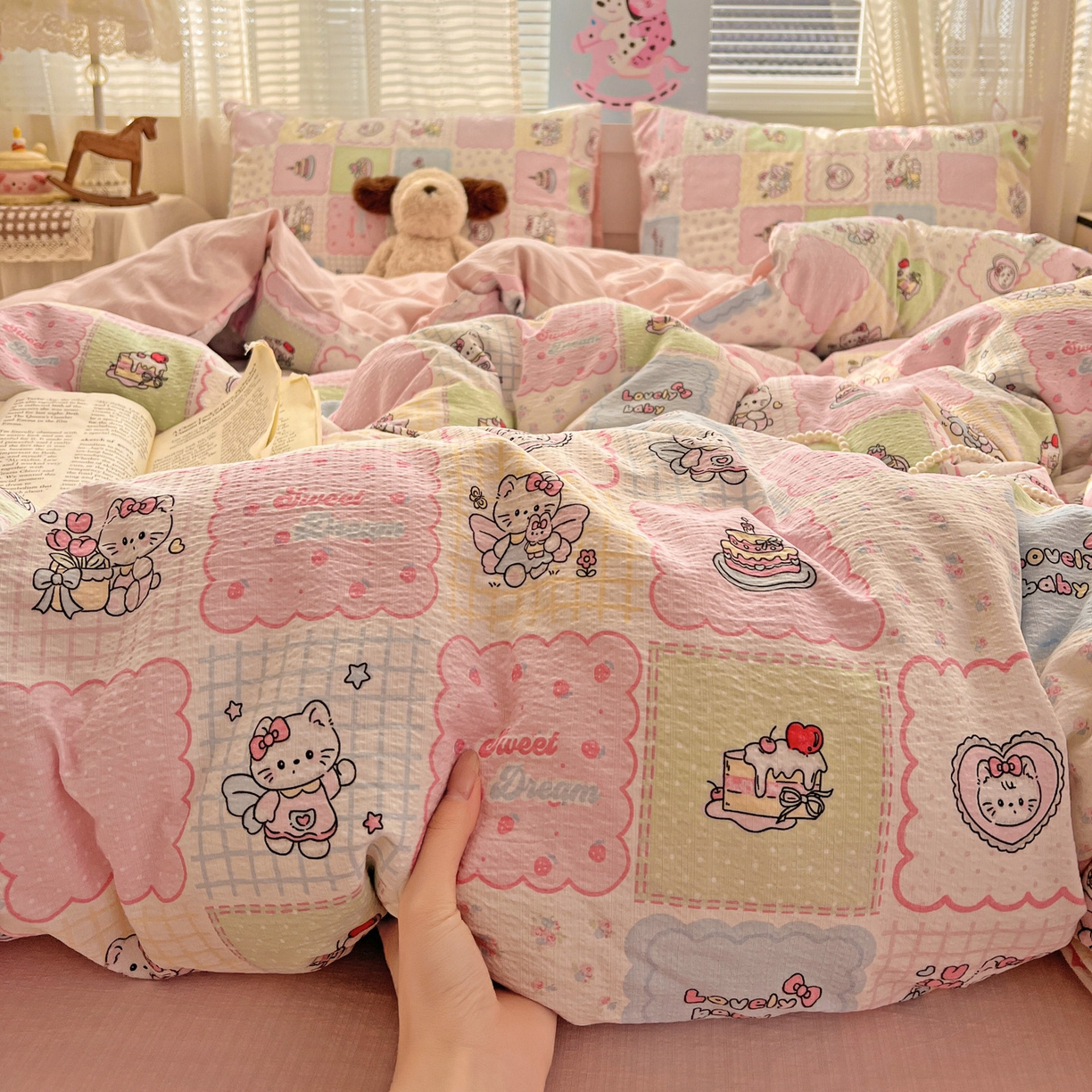 91家纺网 家纺一手货源 找家纺 水木坊 2026新款云感简单款系列四件套 蛋糕派