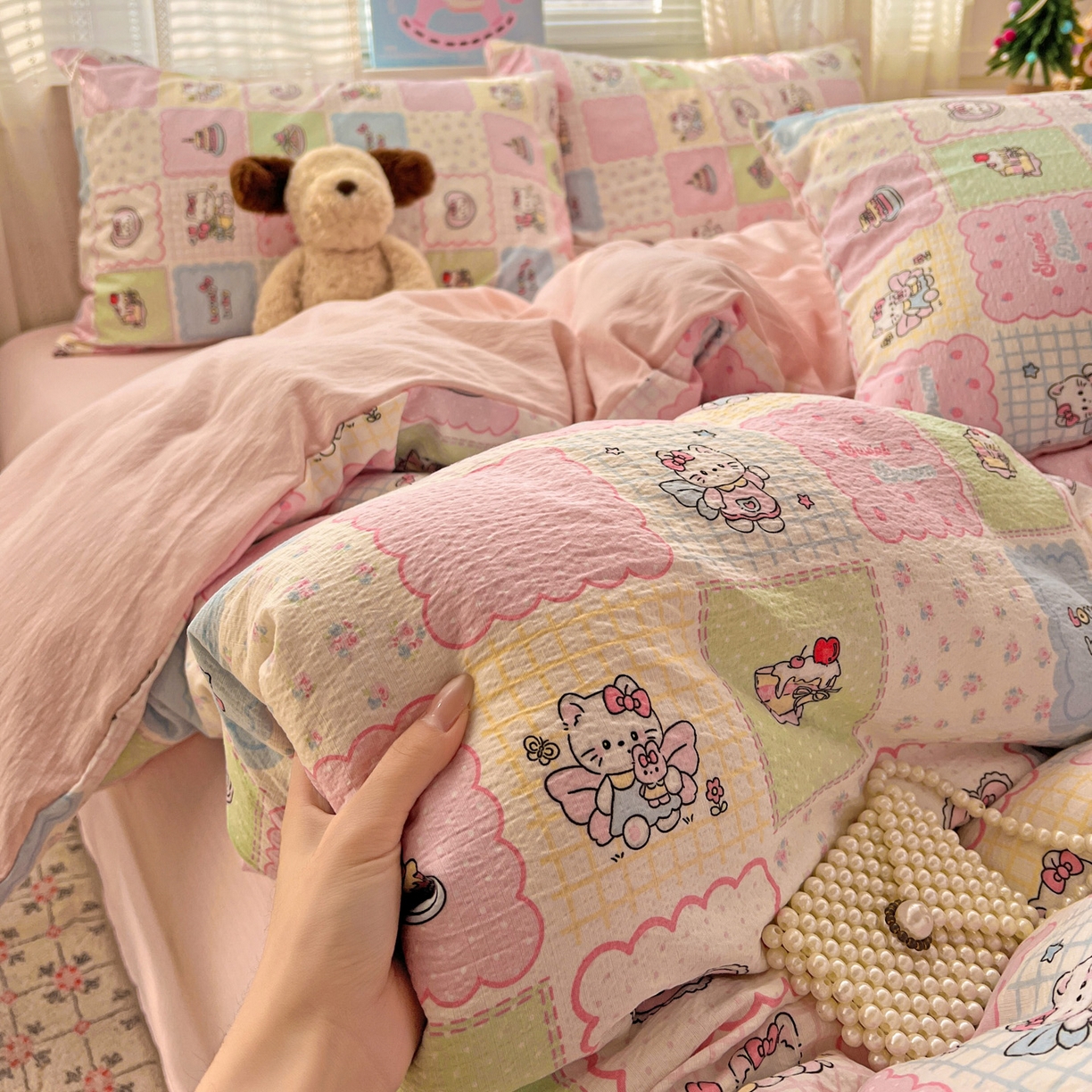 91家纺网 家纺一手货源 找家纺 水木坊 2026新款云感简单款系列四件套 蛋糕派