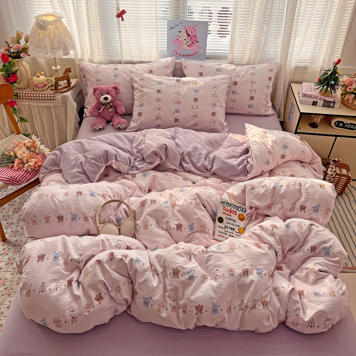 91家纺网 家纺一手货源 找家纺 水木坊 2026新款云感简单款系列四件套 动物游园