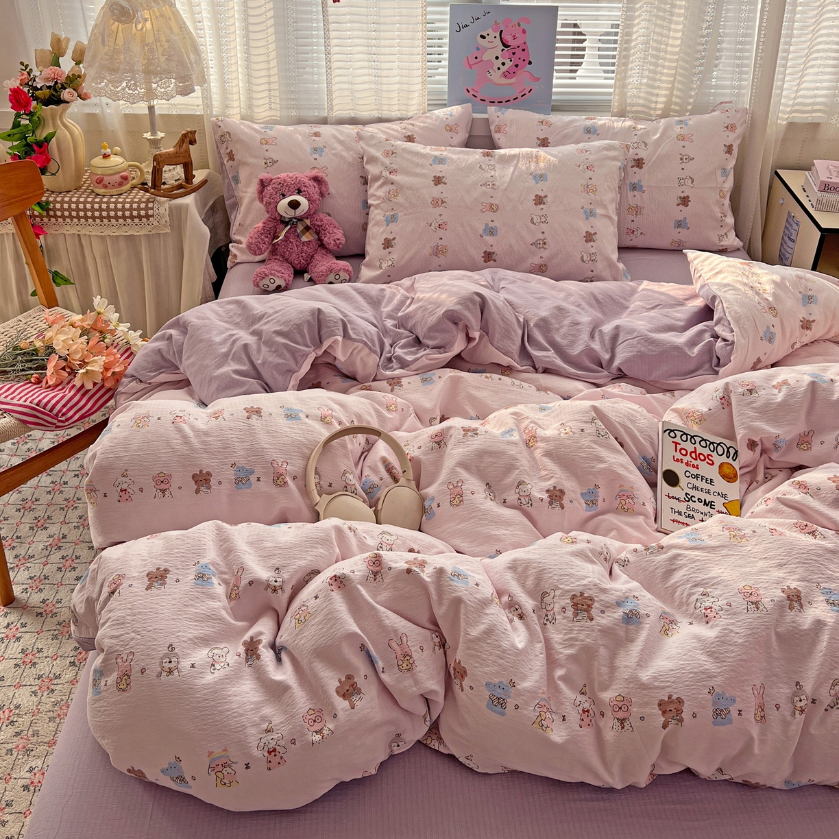 91家纺网 家纺一手货源 找家纺 水木坊 2026新款云感简单款系列四件套 动物游园