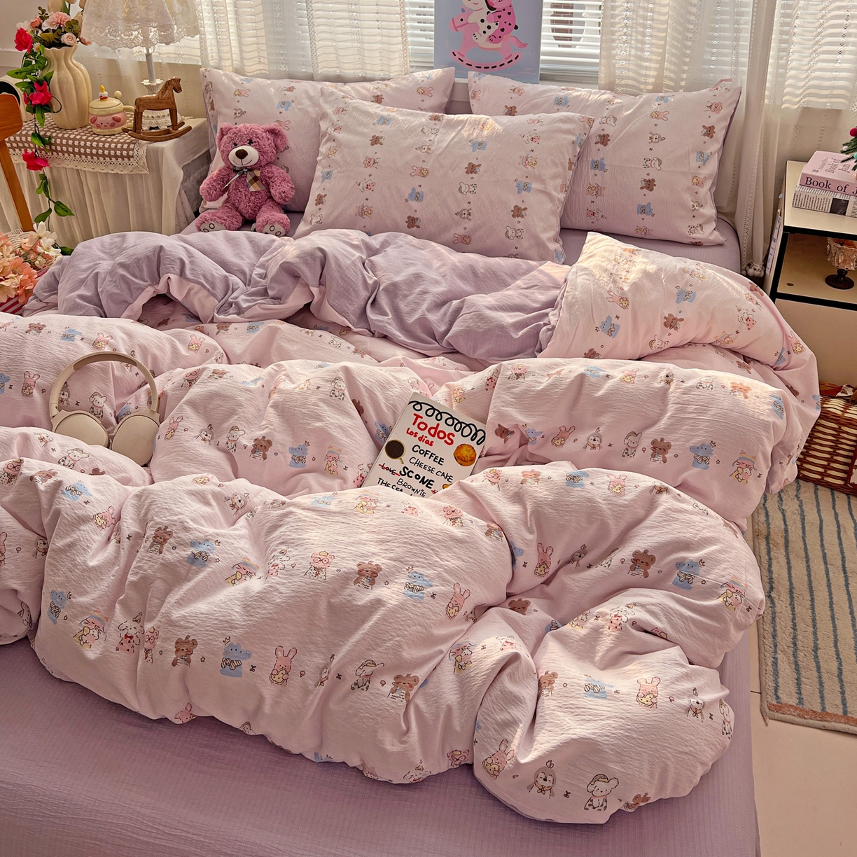 91家纺网 家纺一手货源 找家纺 水木坊 2026新款云感简单款系列四件套 动物游园