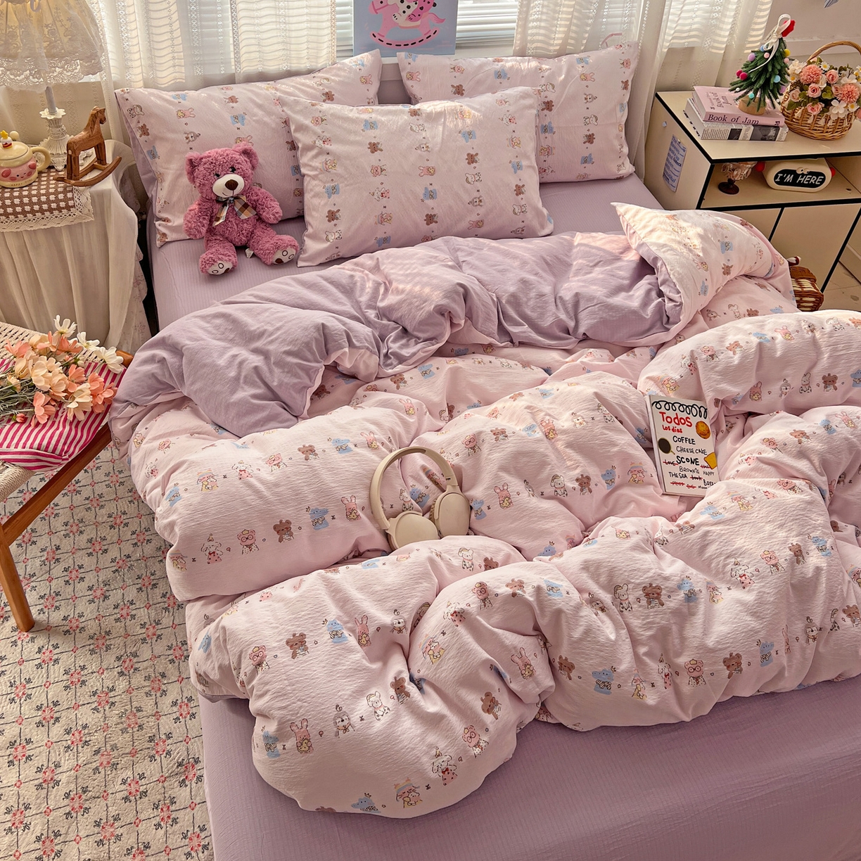 91家纺网 家纺一手货源 找家纺 水木坊 2026新款云感简单款系列四件套 动物游园