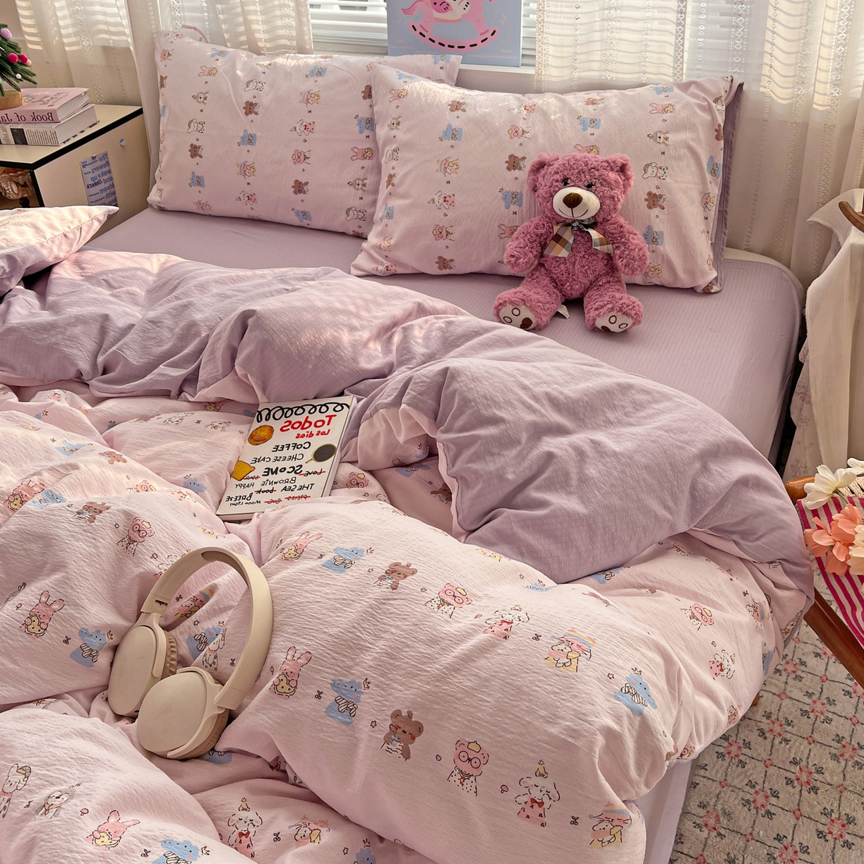 91家纺网 家纺一手货源 找家纺 水木坊 2026新款云感简单款系列四件套 动物游园