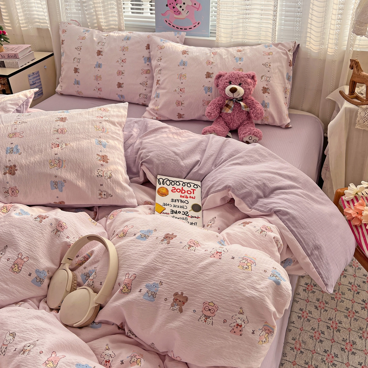 91家纺网 家纺一手货源 找家纺 水木坊 2026新款云感简单款系列四件套 动物游园