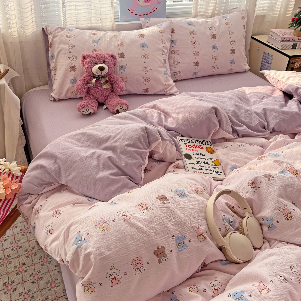 91家纺网 家纺一手货源 找家纺 水木坊 2026新款云感简单款系列四件套 动物游园