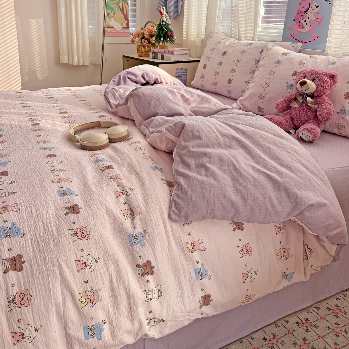 91家纺网 家纺一手货源 找家纺 水木坊 2026新款云感简单款系列四件套 动物游园