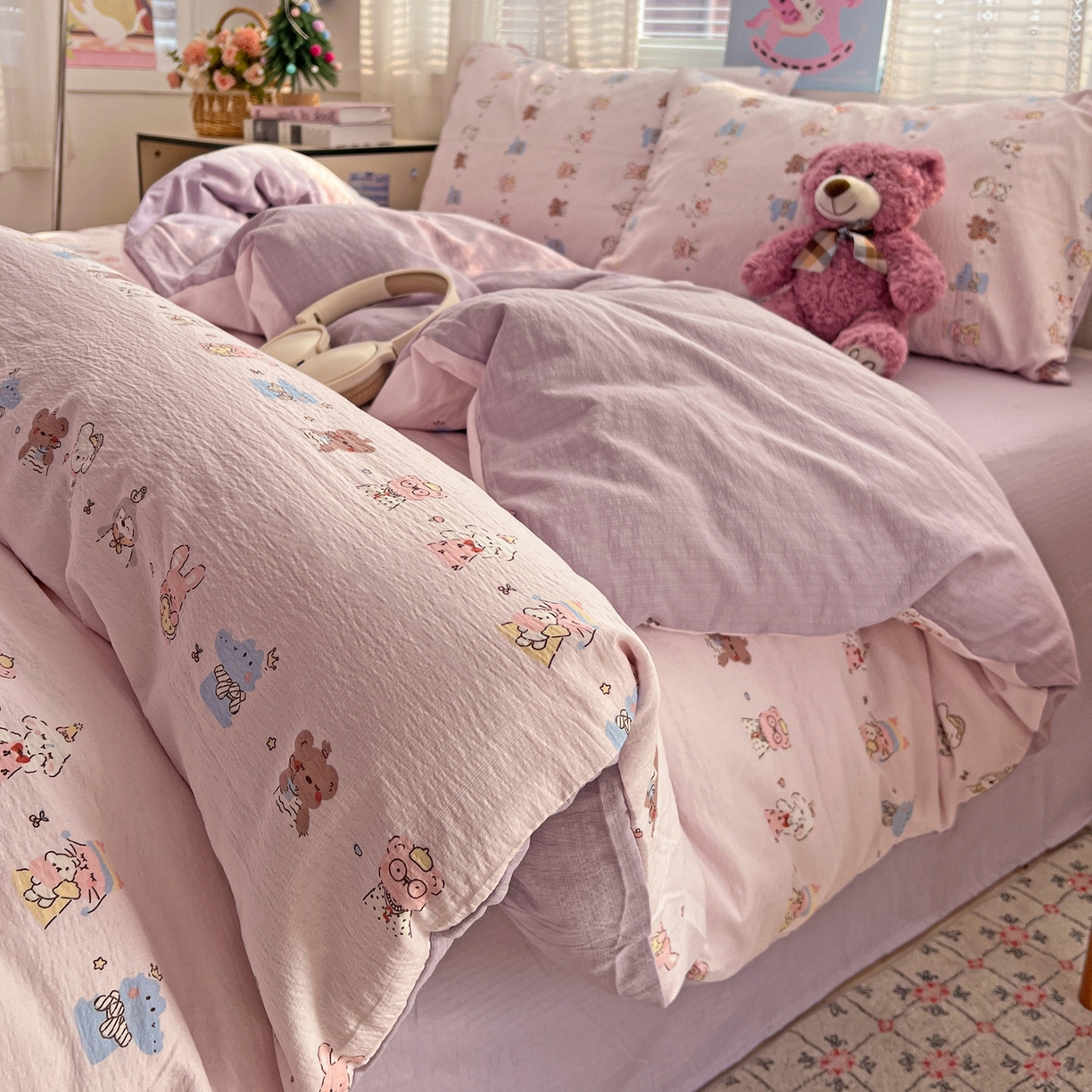 91家纺网 家纺一手货源 找家纺 水木坊 2026新款云感简单款系列四件套 动物游园