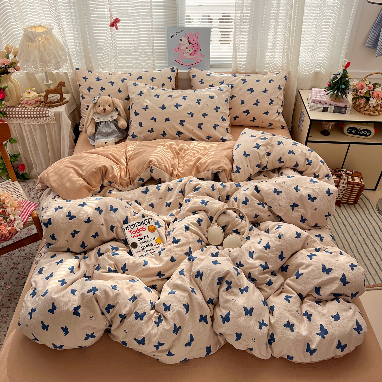 91家纺网 家纺一手货源 找家纺 水木坊 2026新款云感简单款系列四件套 蝴蝶剪影