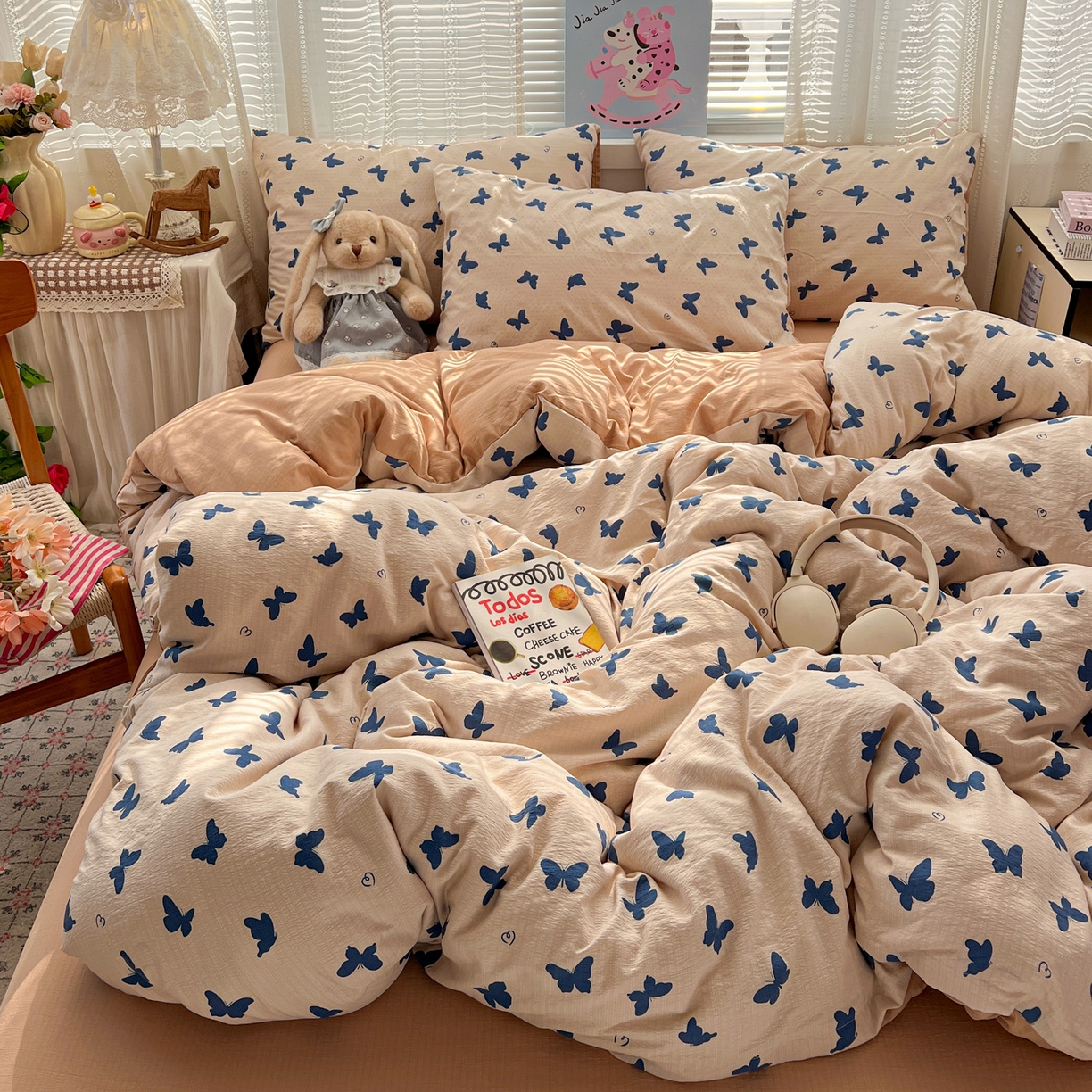 91家纺网 家纺一手货源 找家纺 水木坊 2026新款云感简单款系列四件套 蝴蝶剪影