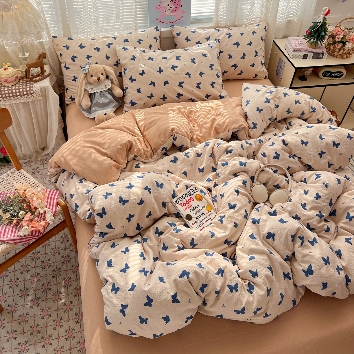 91家纺网 家纺一手货源 找家纺 水木坊 2026新款云感简单款系列四件套 蝴蝶剪影