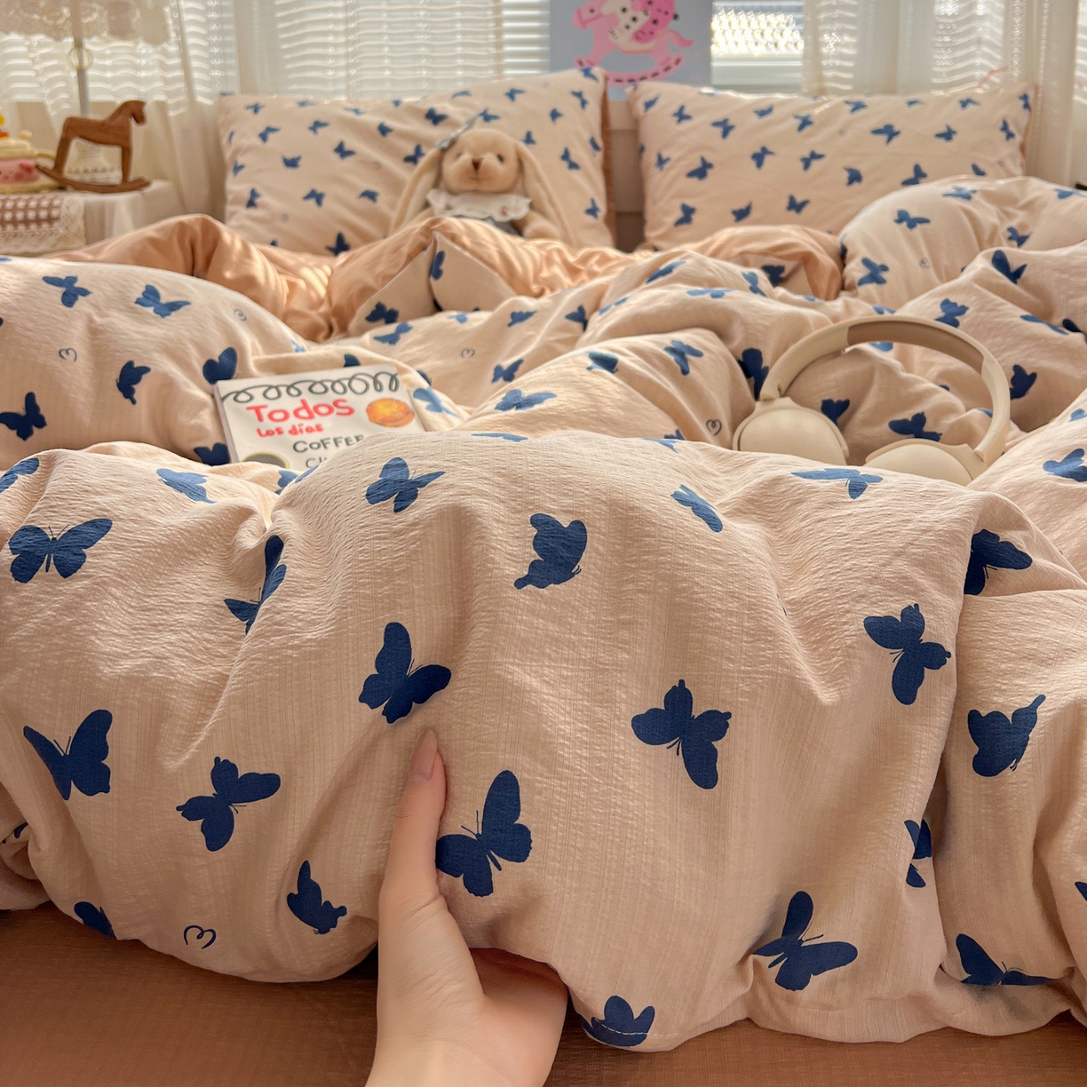 91家纺网 家纺一手货源 找家纺 水木坊 2026新款云感简单款系列四件套 蝴蝶剪影