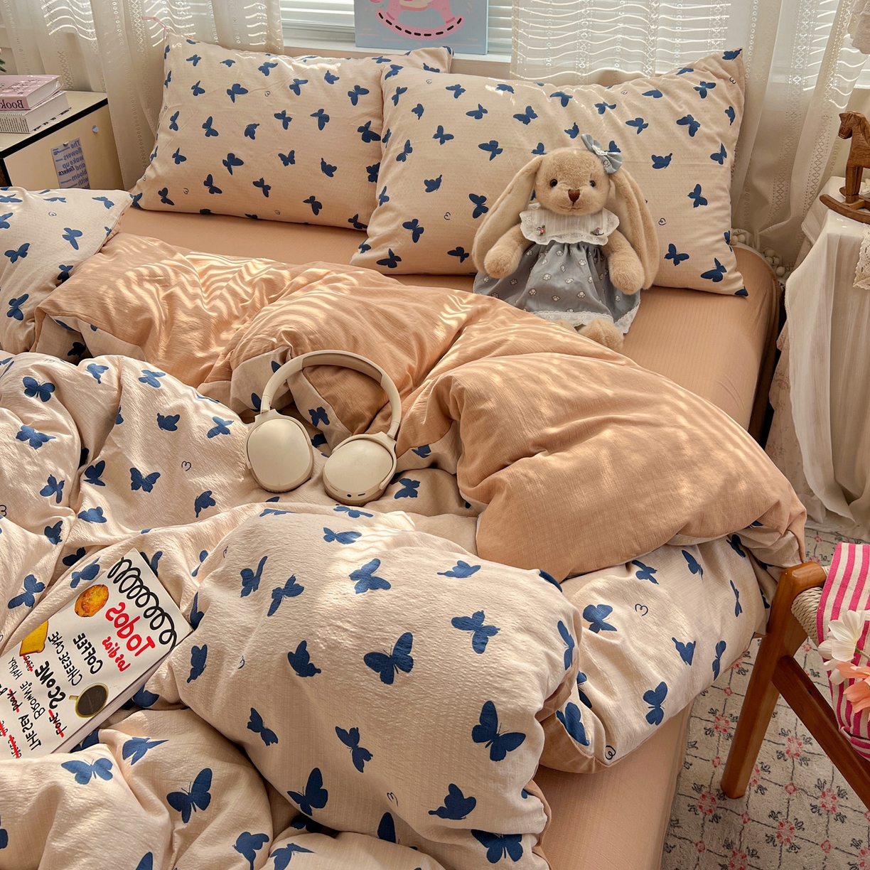 91家纺网 家纺一手货源 找家纺 水木坊 2026新款云感简单款系列四件套 蝴蝶剪影