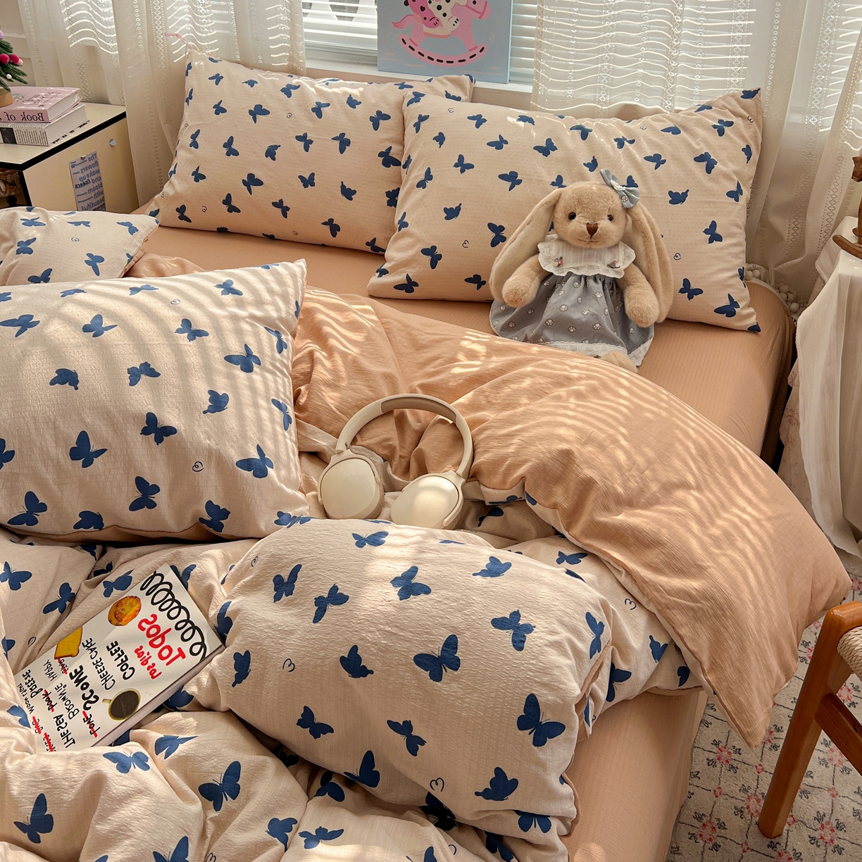 91家纺网 家纺一手货源 找家纺 水木坊 2026新款云感简单款系列四件套 蝴蝶剪影