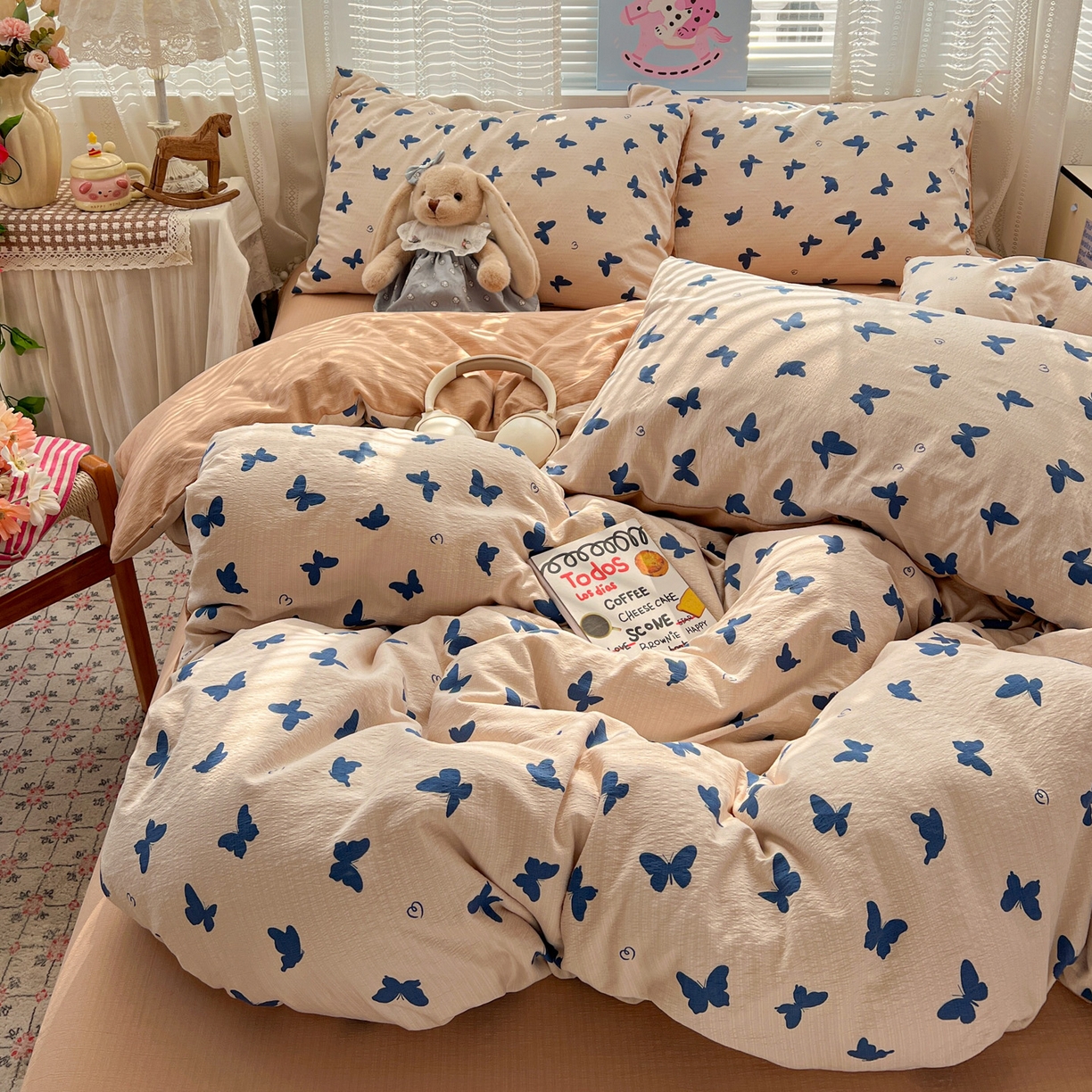 91家纺网 家纺一手货源 找家纺 水木坊 2026新款云感简单款系列四件套 蝴蝶剪影