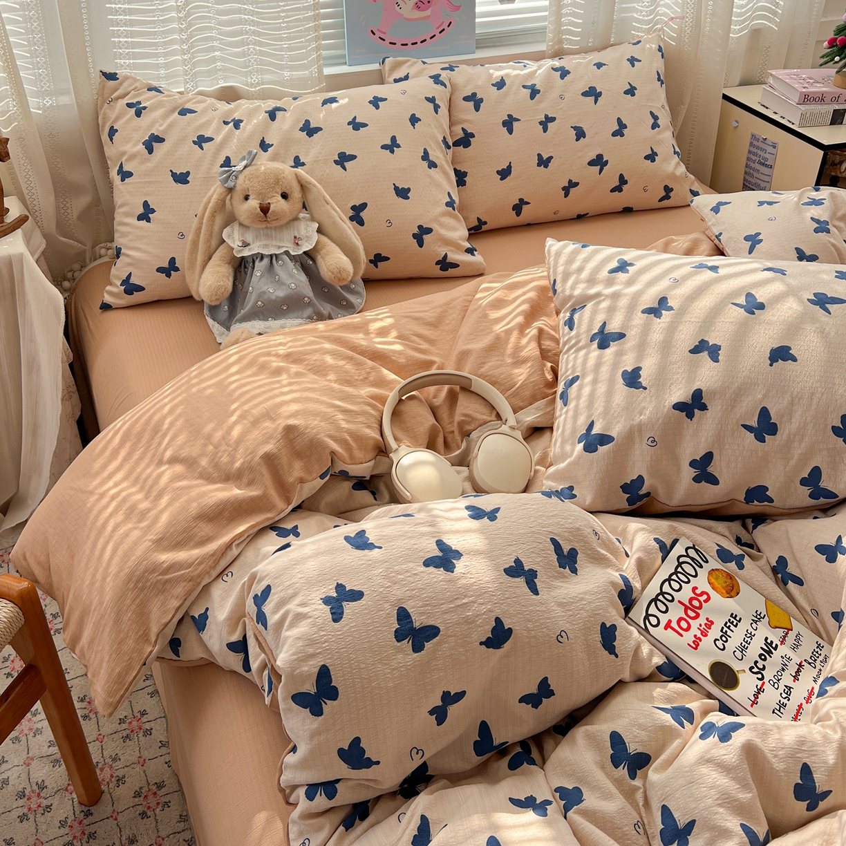 91家纺网 家纺一手货源 找家纺 水木坊 2026新款云感简单款系列四件套 蝴蝶剪影