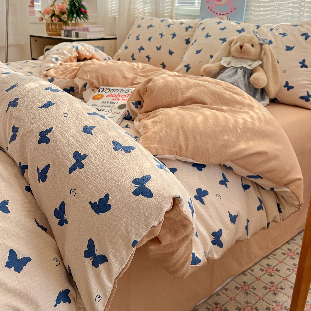 91家纺网 家纺一手货源 找家纺 水木坊 2026新款云感简单款系列四件套 蝴蝶剪影