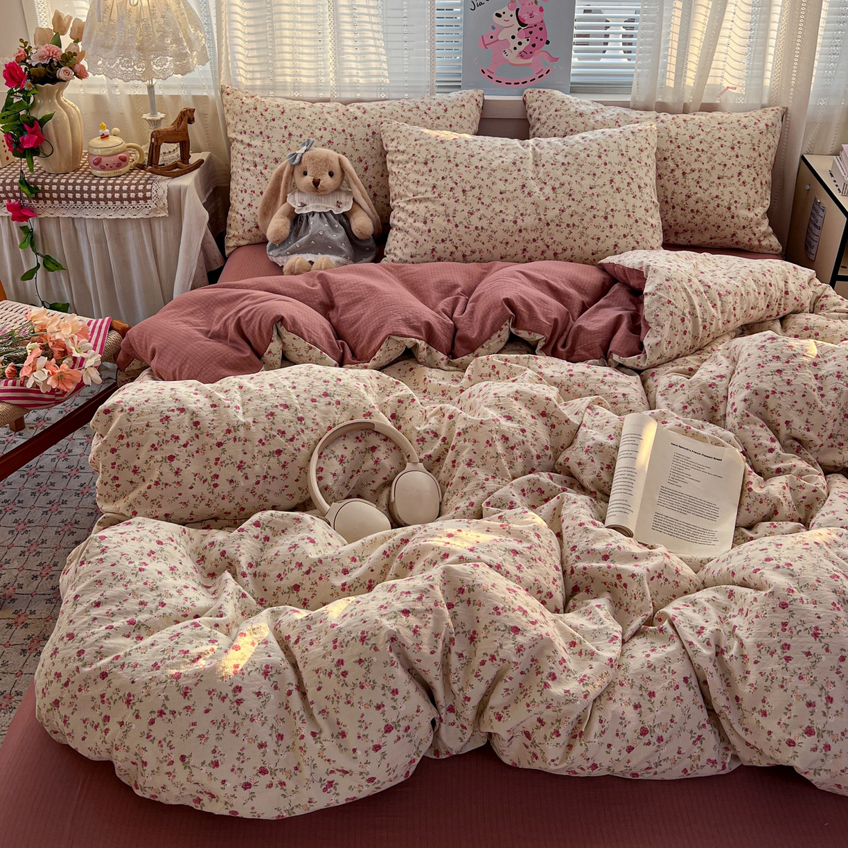 91家纺网 家纺一手货源 找家纺 水木坊 2026新款云感简单款系列四件套 见花则喜