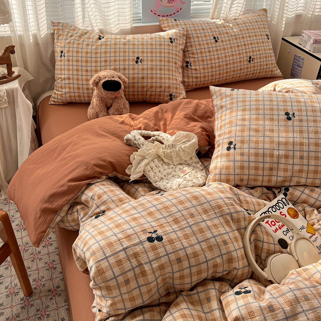 水木坊 2026新款云感简单款系列四件套 焦糖樱桃