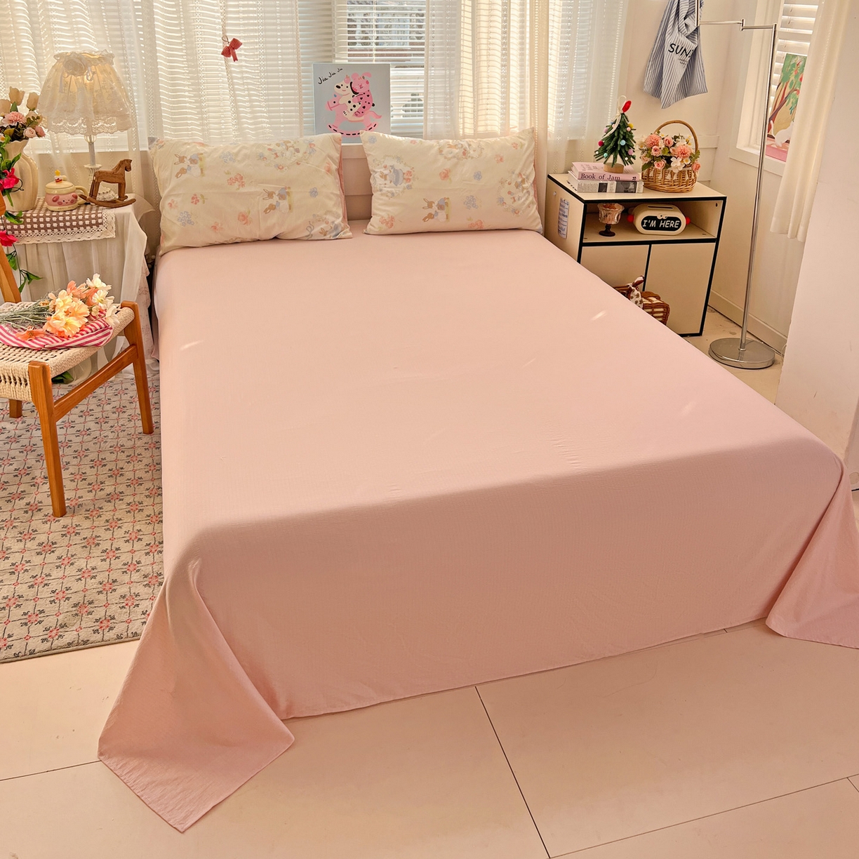 91家纺网 家纺一手货源 找家纺 水木坊 2026新款云感简单款系列四件套 镜子里的兔