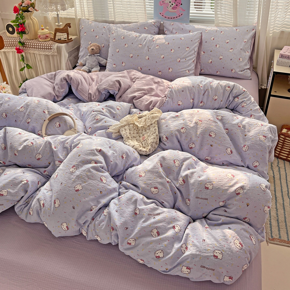 91家纺网 家纺一手货源 找家纺 水木坊 2026新款云感简单款系列四件套 蓝莓奶糖