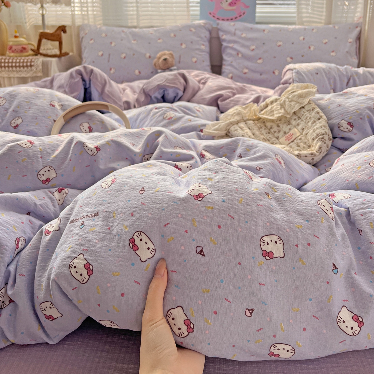 91家纺网 家纺一手货源 找家纺 水木坊 2026新款云感简单款系列四件套 蓝莓奶糖