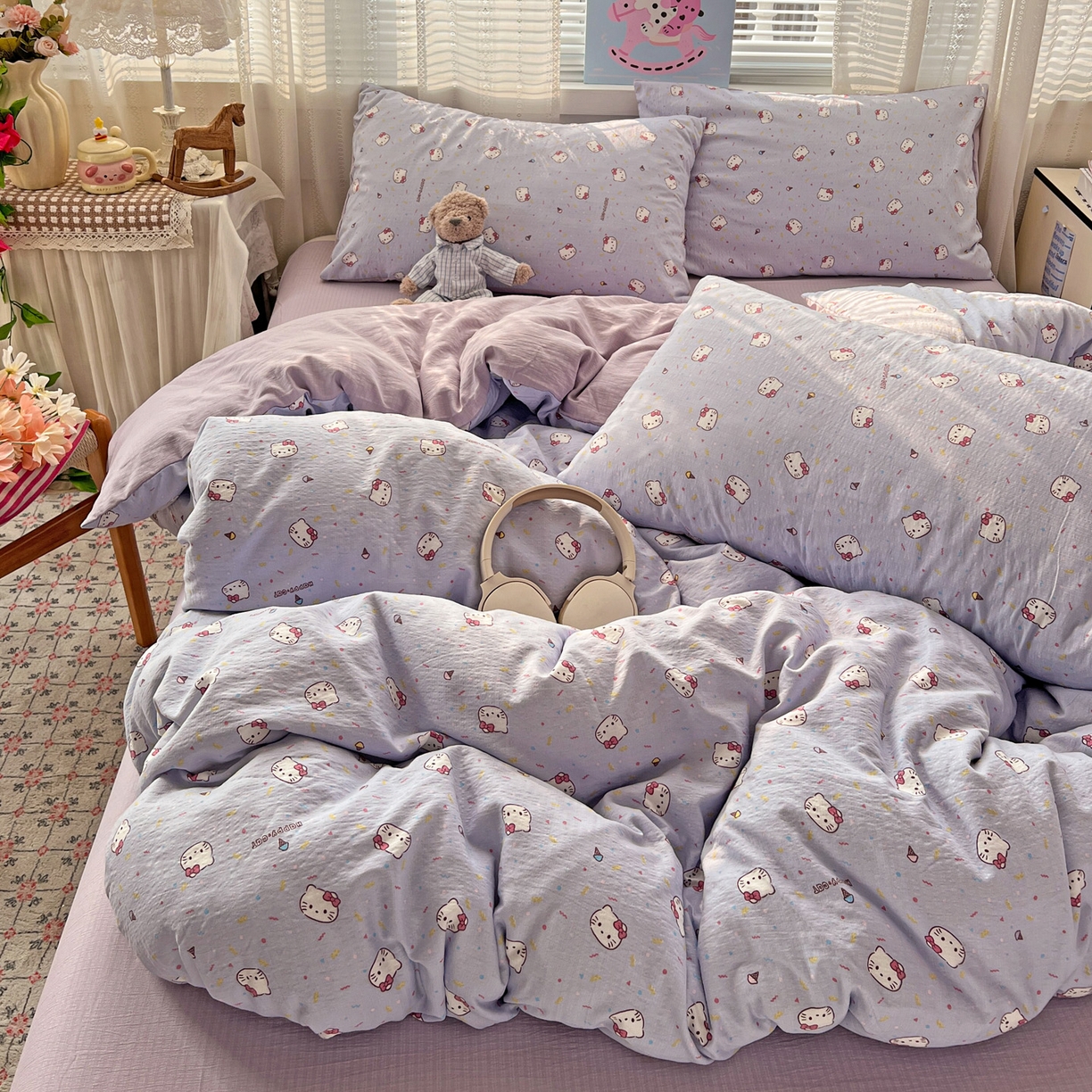 91家纺网 家纺一手货源 找家纺 水木坊 2026新款云感简单款系列四件套 蓝莓奶糖