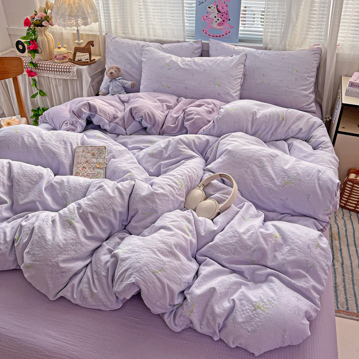 91家纺网 家纺一手货源 找家纺 水木坊 2026新款云感简单款系列四件套 铃兰结