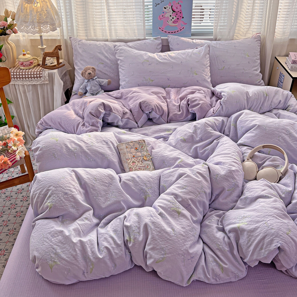 91家纺网 家纺一手货源 找家纺 水木坊 2026新款云感简单款系列四件套 铃兰结