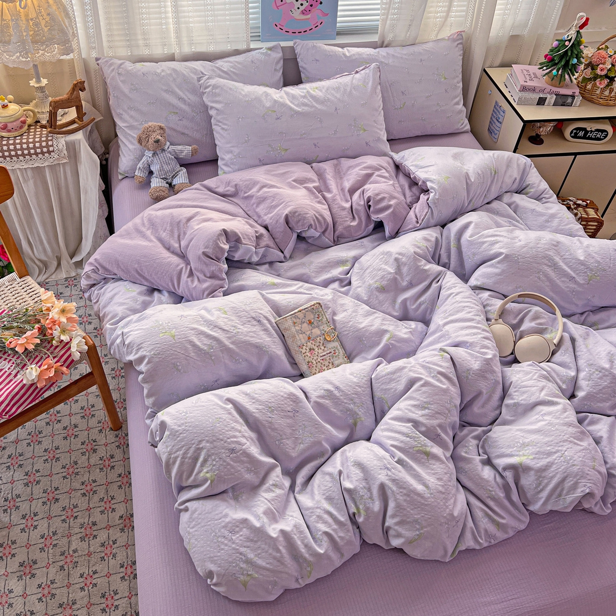 91家纺网 家纺一手货源 找家纺 水木坊 2026新款云感简单款系列四件套 铃兰结