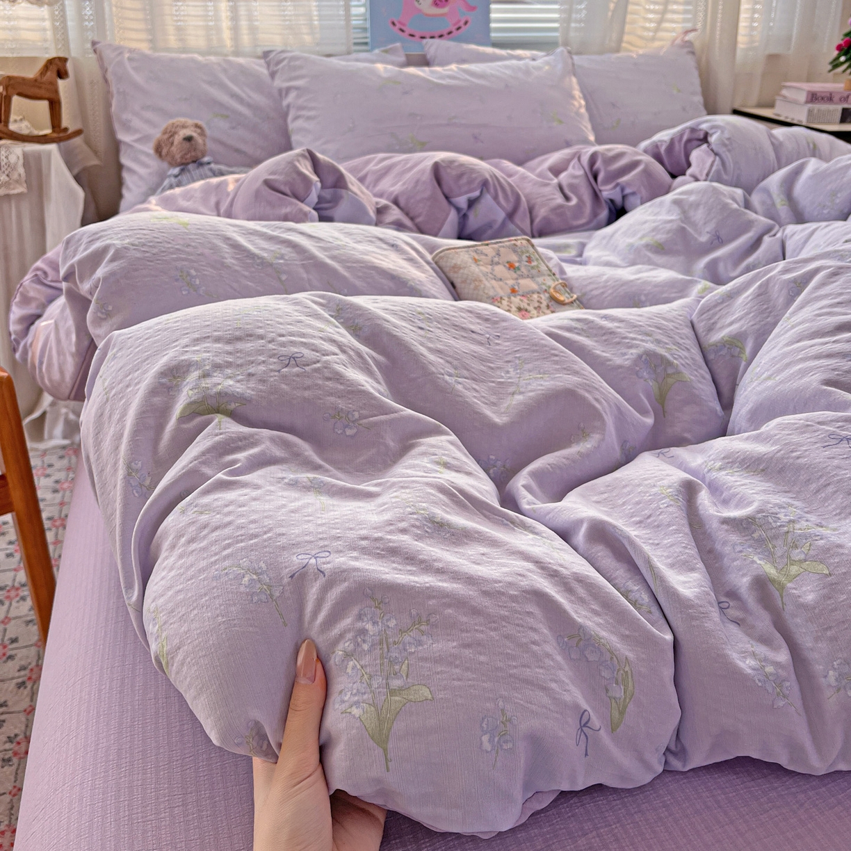 91家纺网 家纺一手货源 找家纺 水木坊 2026新款云感简单款系列四件套 铃兰结