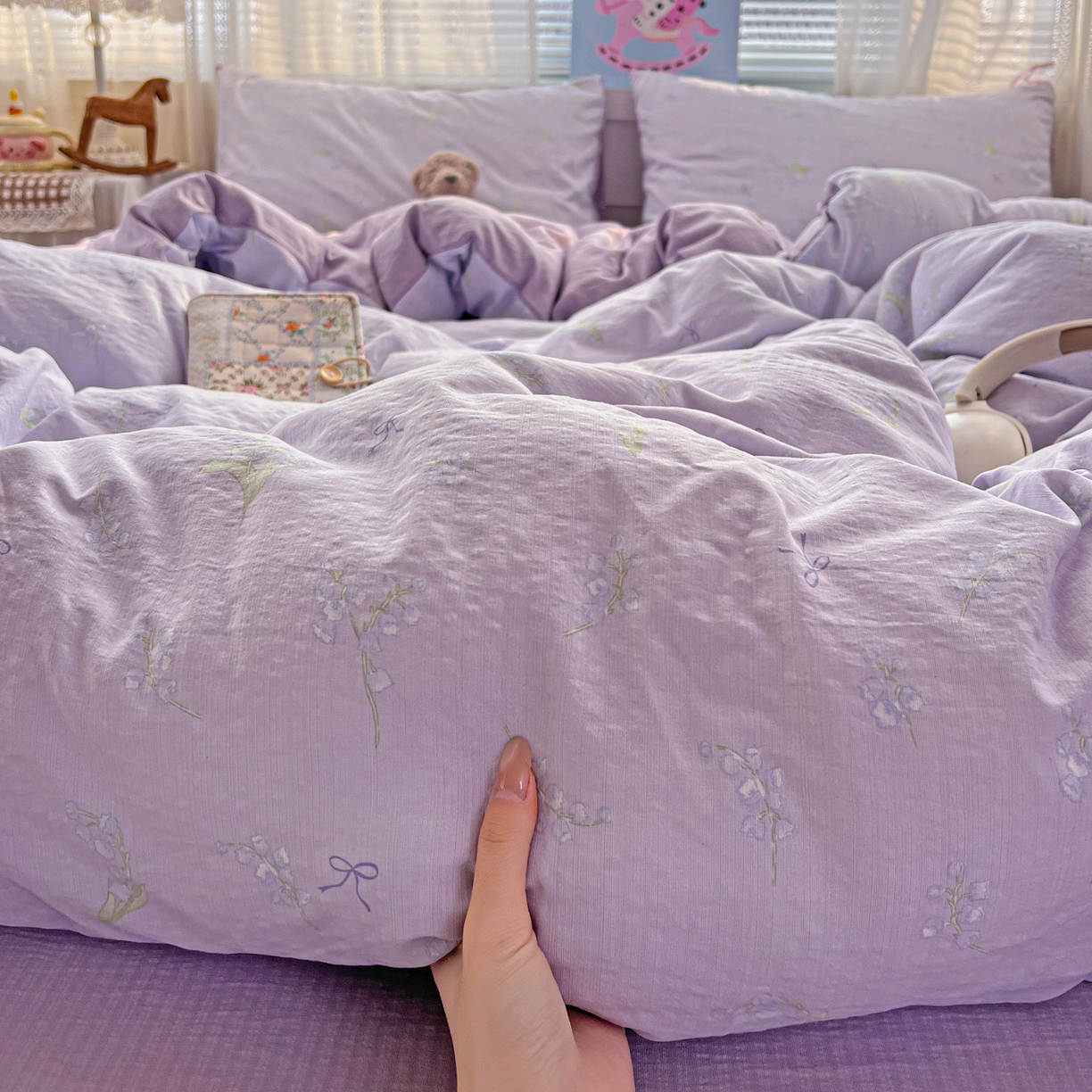 91家纺网 家纺一手货源 找家纺 水木坊 2026新款云感简单款系列四件套 铃兰结