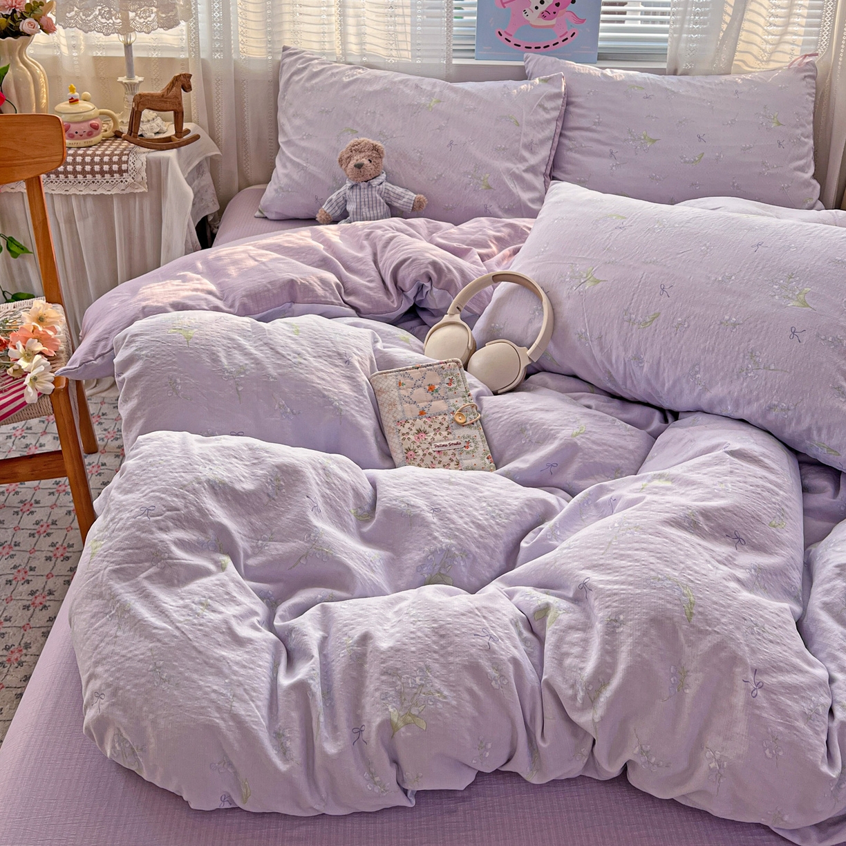 91家纺网 家纺一手货源 找家纺 水木坊 2026新款云感简单款系列四件套 铃兰结