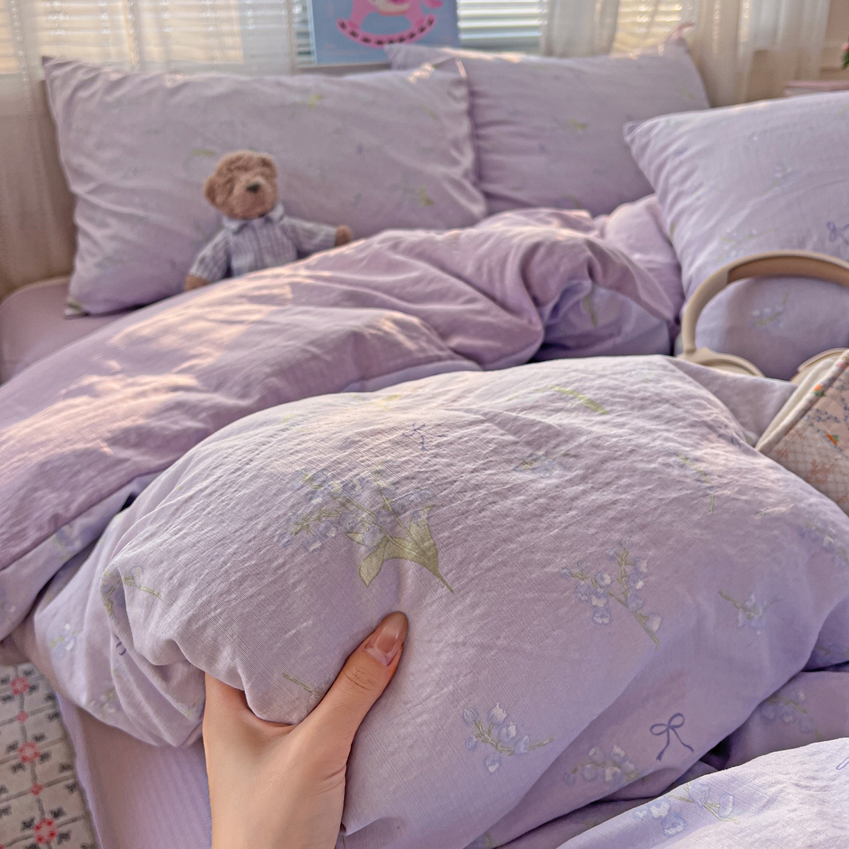 91家纺网 家纺一手货源 找家纺 水木坊 2026新款云感简单款系列四件套 铃兰结