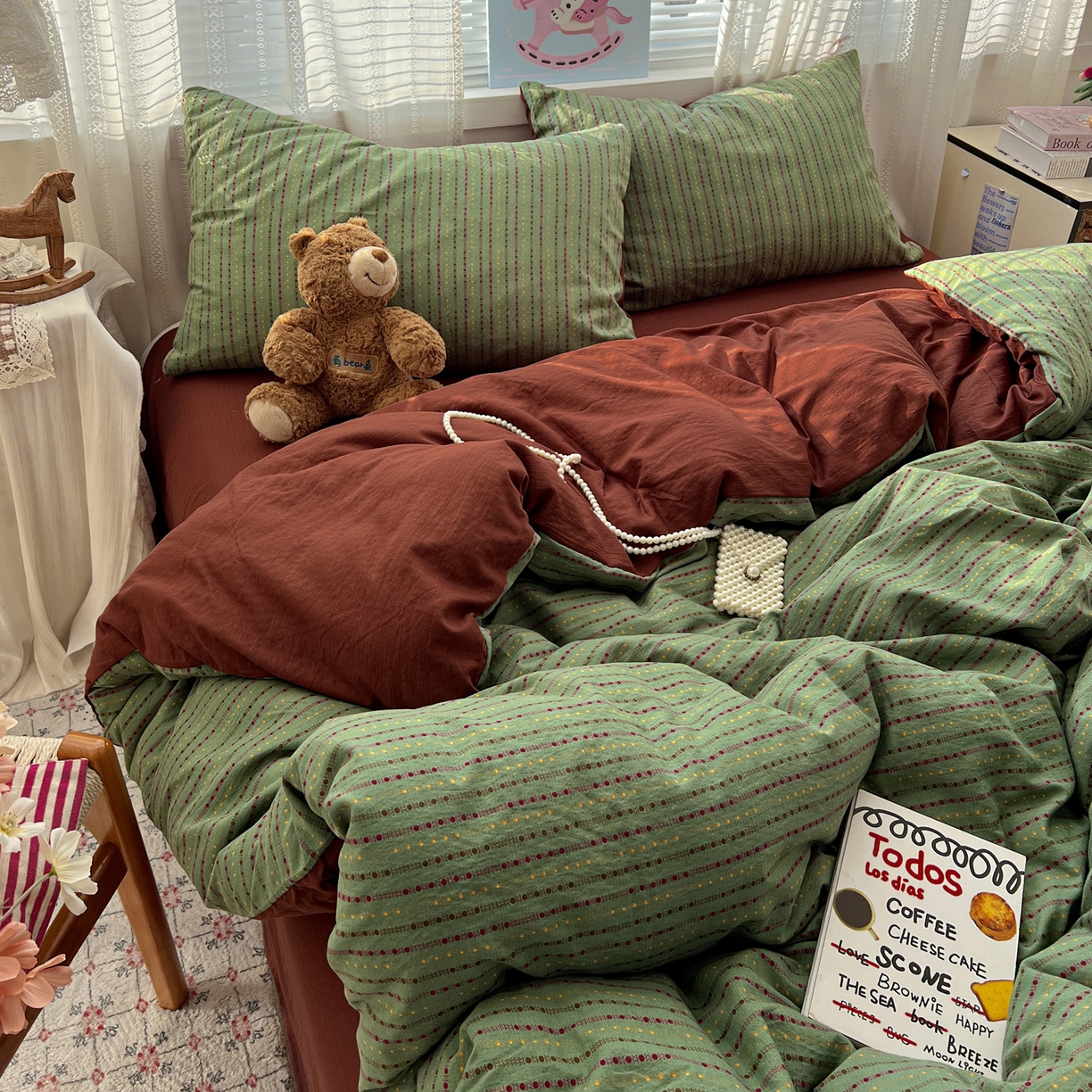 水木坊 2026新款云感简单款系列四件套 六子棋绿