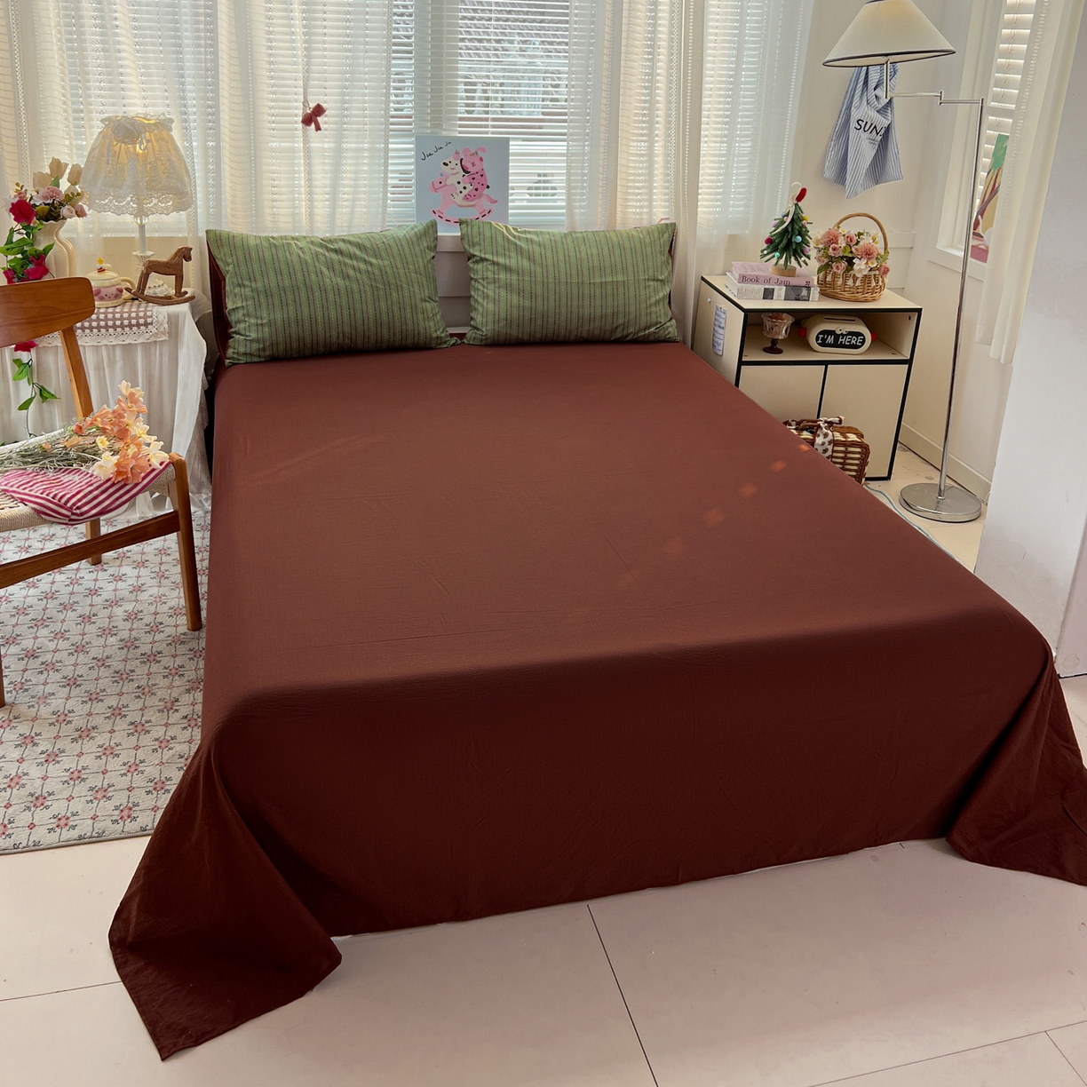 91家纺网 家纺一手货源 找家纺 水木坊 2026新款云感简单款系列四件套 六子棋绿