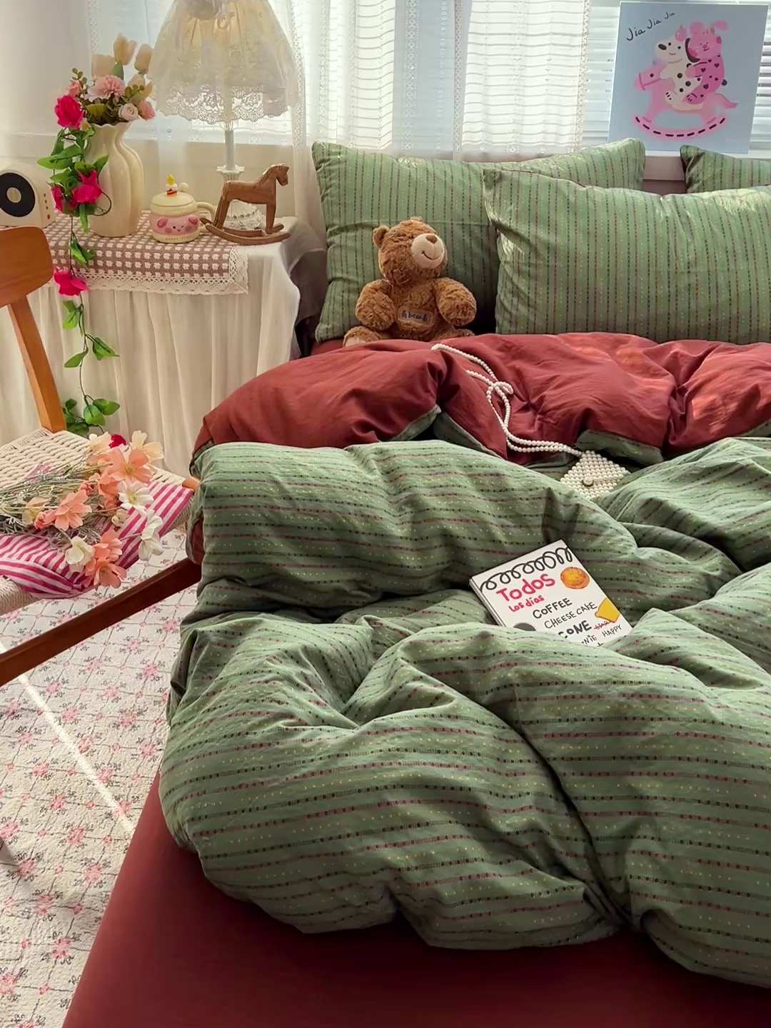 91家纺网 家纺一手货源 找家纺 水木坊 2026新款云感简单款系列四件套 六子棋绿