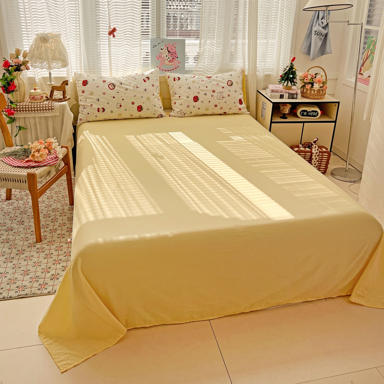 91家纺网 家纺一手货源 找家纺 水木坊 2026新款云感简单款系列四件套 苹果小怪