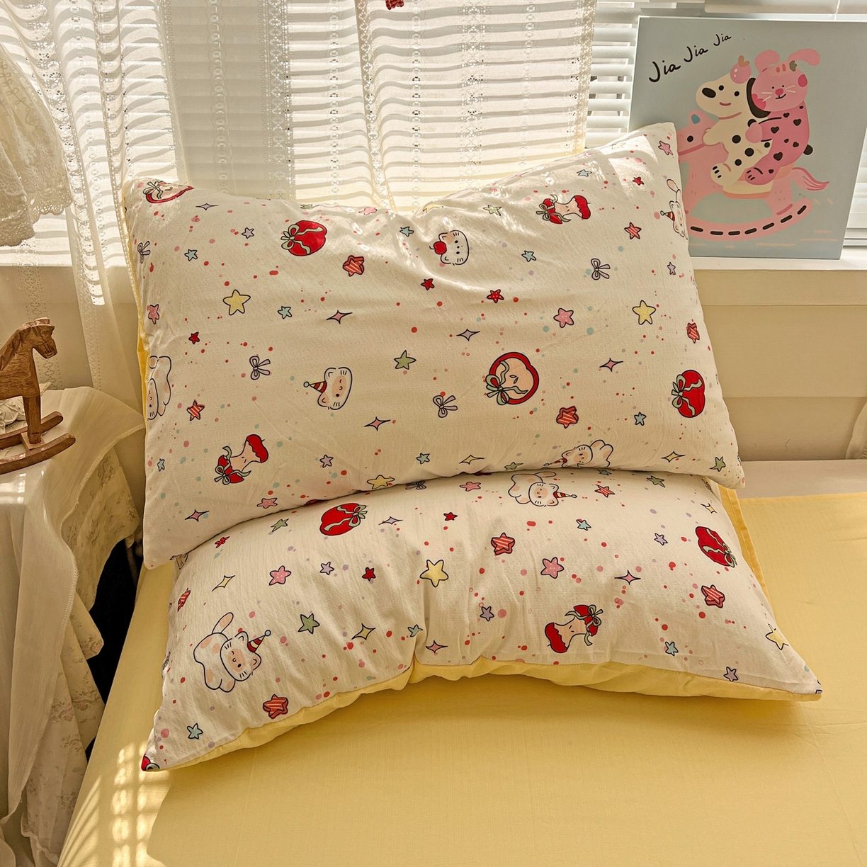 91家纺网 家纺一手货源 找家纺 水木坊 2026新款云感简单款系列四件套 苹果小怪